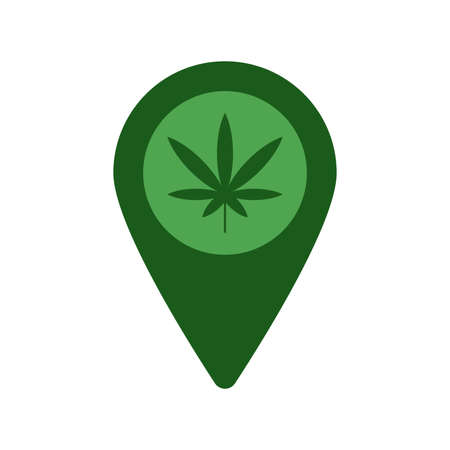 Geolocation tag with weed leaf vector iconのイラスト素材