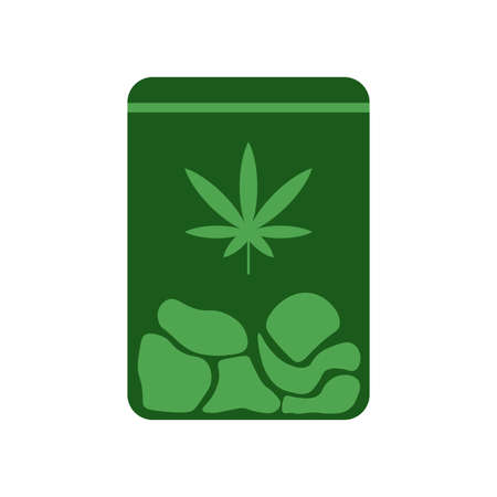 Baggie of weed vector icon. Cannabis bagのイラスト素材