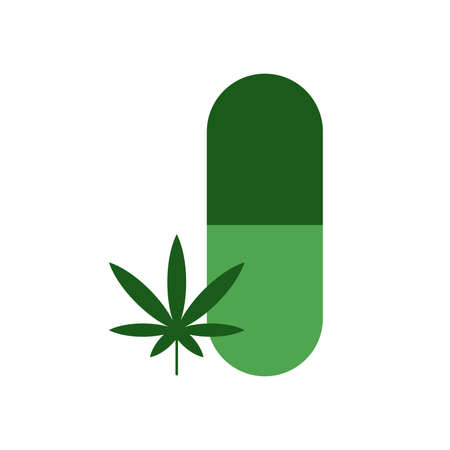 Cannabis pill vector icon on white backgroundのイラスト素材