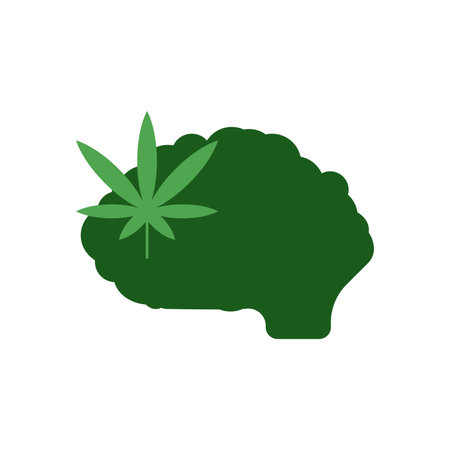 Cannabis brain vector icon on white backgroundのイラスト素材