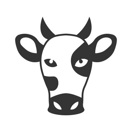 Cow head black vector icon on white backgroundのイラスト素材