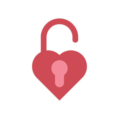 Heart shaped unlocked padlock red vector iconのイラスト素材