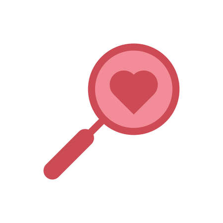 Searching for love. Magnifying glass and heartのイラスト素材