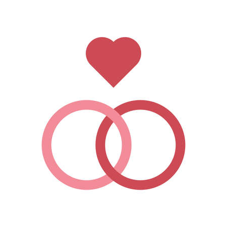 Two wedding rings and heart vector iconのイラスト素材