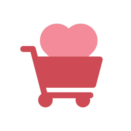 Shopping cart with heart red and pink vector iconのイラスト素材