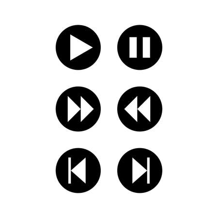 Music button vector icon set on white backgroundのイラスト素材