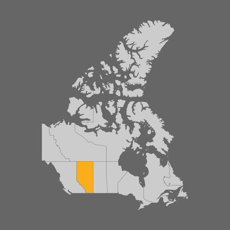 Alberta province highlighted on the map of Canada.のイラスト素材