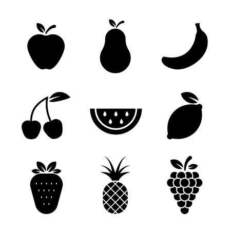 Fruit set vector icon isolated on white backgroundのイラスト素材