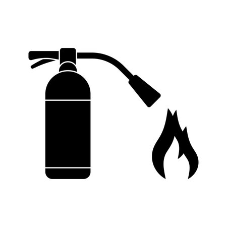 Fire extinguisher black vector icon isolated on white backgroundのイラスト素材