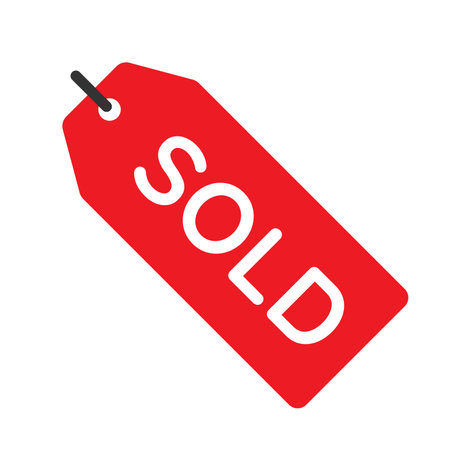 Sold tag vector icon isolated on white background.のイラスト素材