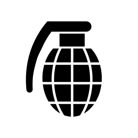 Grenade black vector icon on white background.のイラスト素材