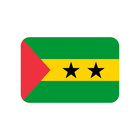 Sao Tome vector flag with rounded corners isolated on white backgroundのイラスト素材