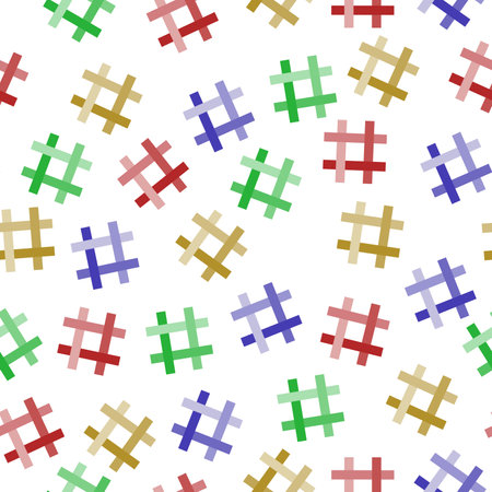 Seamless pattern of colored hashtags on white backgroundのイラスト素材