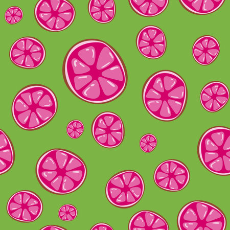 Grapefruit seamless pattern on green background
