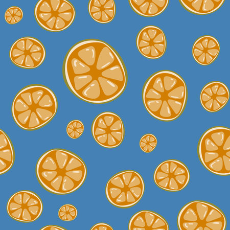 Orange seamless pattern on a blue background.のイラスト素材