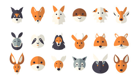 Abstract vector animal icons isolated on white backgroundのイラスト素材