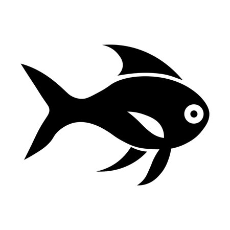 Fish black vector icon isolated on white backgroundのイラスト素材