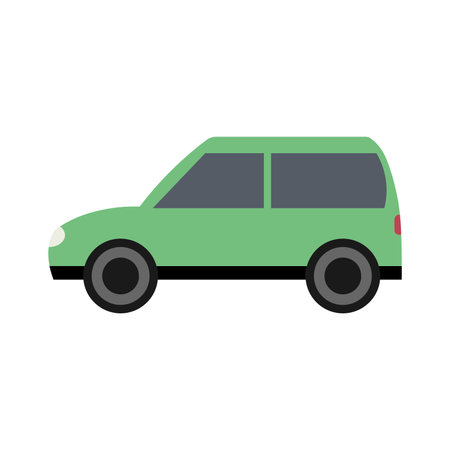 Green car side view icon isolated on white backgroundのイラスト素材
