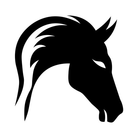 Horse head black vector icon isolated on white backgroundのイラスト素材