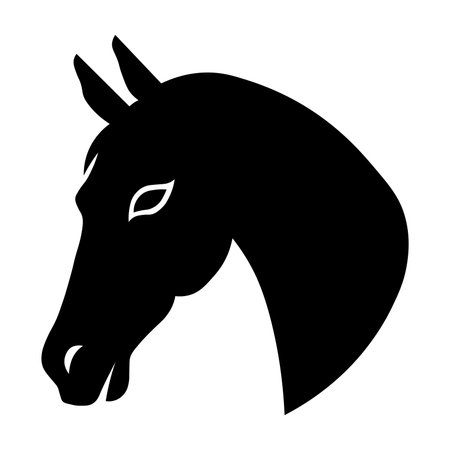 Horse head black vector icon isolated on white backgroundのイラスト素材