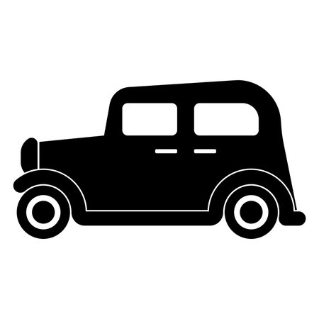 Old car black vector icon isolated on white backgroundのイラスト素材