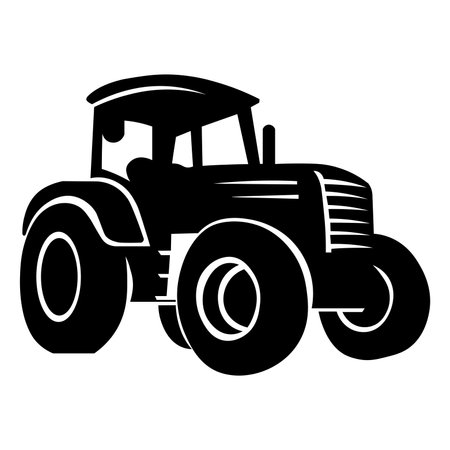 Tractor black illustration isolated on pure white backgroundのイラスト素材