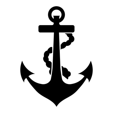 Anchor vector black icon isolated on white backgroundのイラスト素材