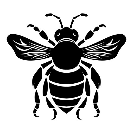 Bee vector black icon isolated on white backgroundのイラスト素材