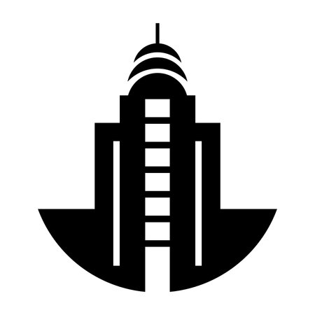 Skyscraper black icon isolated on white backgroundのイラスト素材