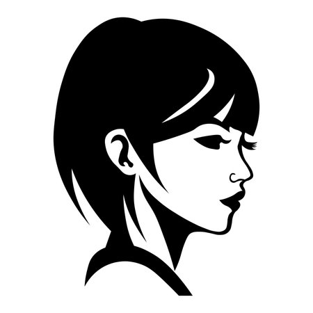Girl black icon isolated on white backgroundのイラスト素材