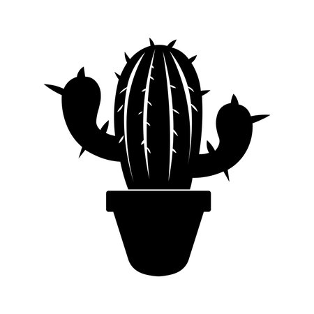 Cactus black vector icon isolated on white backgroundのイラスト素材