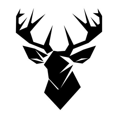 Deer black vector icon isolated on white backgroundのイラスト素材