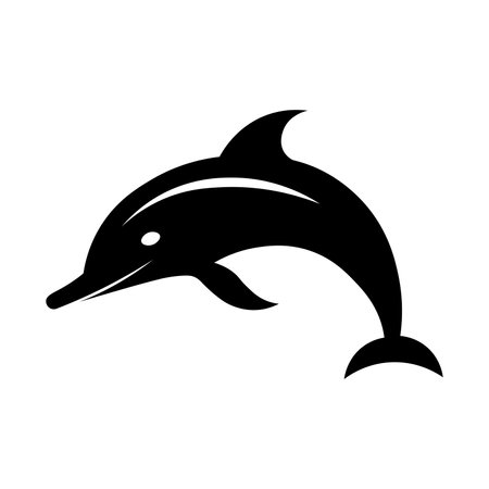 Dolphin black vector icon isolated on white backgroundのイラスト素材
