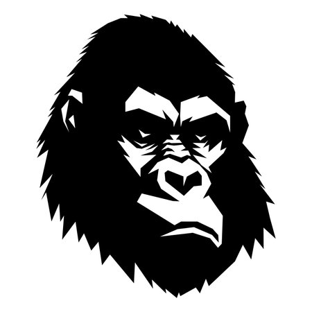 Gorilla black vector icon isolated on white backgroundのイラスト素材