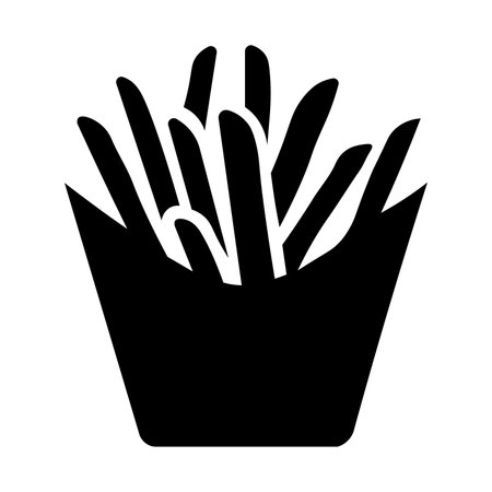 French fries black vector icon isolated on white backgroundのイラスト素材