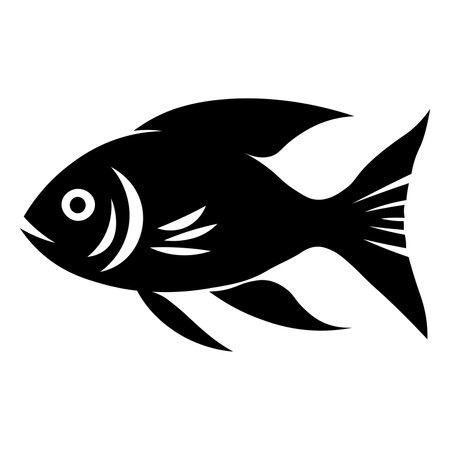 Fish black vector icon isolated on white backgroundのイラスト素材