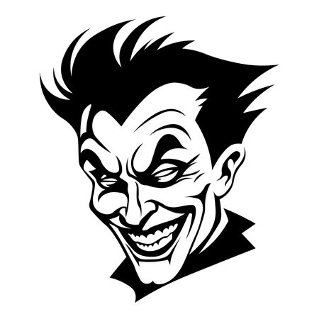 Joker black vector icon isolated on white backgroundのイラスト素材