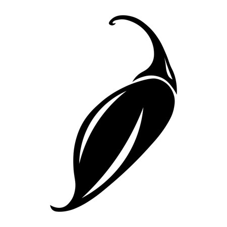 Chilli pepper black vector icon isolated on white backgroundのイラスト素材
