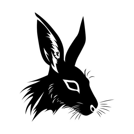 Hare black vector icon isolated on white backgroundのイラスト素材