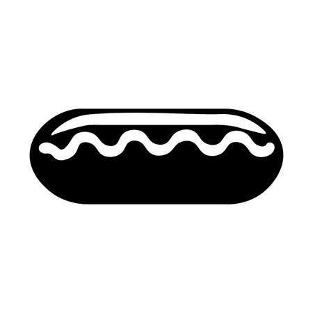 Hot dog black vector icon isolated on white backgroundのイラスト素材