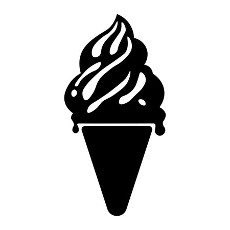 Ice cream black vector icon isolated on white backgroundのイラスト素材