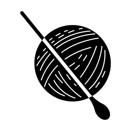 Knitting black vector icon isolated on white backgroundのイラスト素材