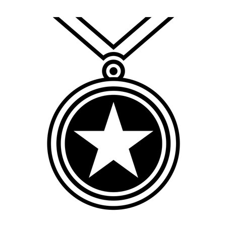 Medal black vector icon isolated on white backgroundのイラスト素材