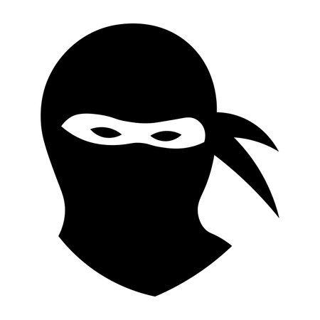 Ninja black vector icon isolated on white backgroundのイラスト素材