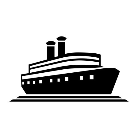 Ship black vector icon isolated on white backgroundのイラスト素材