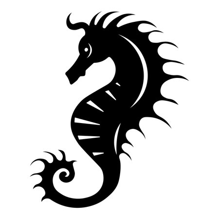 Seahorse black vector icon isolated on white backgroundのイラスト素材