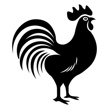 Rooster black vector icon isolated on white backgroundのイラスト素材