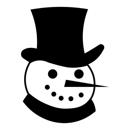 Snowman black vector icon isolated on white backgroundのイラスト素材