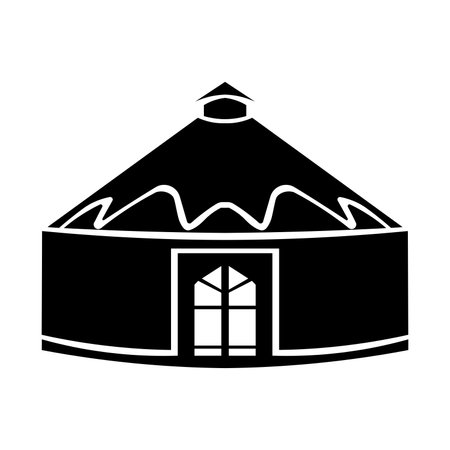 Yurt black vector icon isolated on white backgroundのイラスト素材