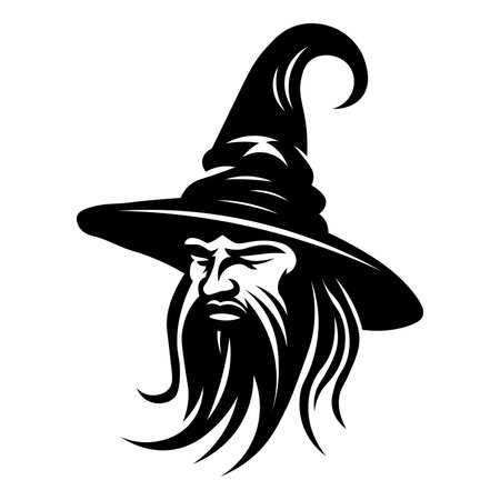 Wizard black vector icon isolated on white backgroundのイラスト素材